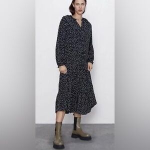 Zara Black and White Long Sleeve Dress